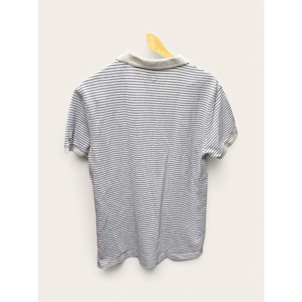 Levis Mens Gray Blue Striped Short Sleeve Cotton Pique Polo Shirt Size M